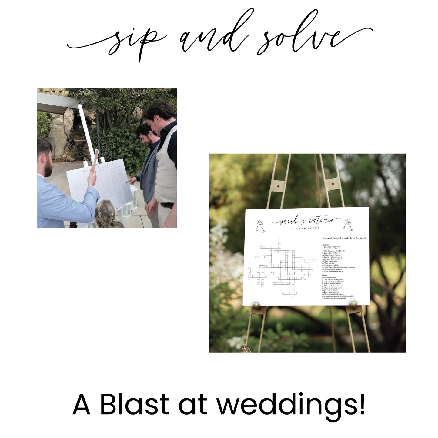 Sip and Solve Wedding Welcome Sign